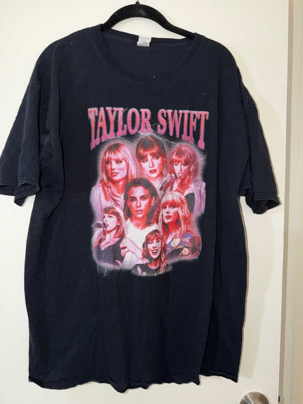 Taylor Swift Black Graphic Tee with Pink Print